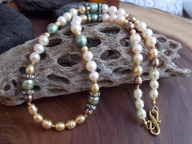 strand Halskette Perlenkette Erdige Sommer Schmuck Beachy Geschenk Für Sie Boho Natürlich Sommerlich von SilverHillJewelry