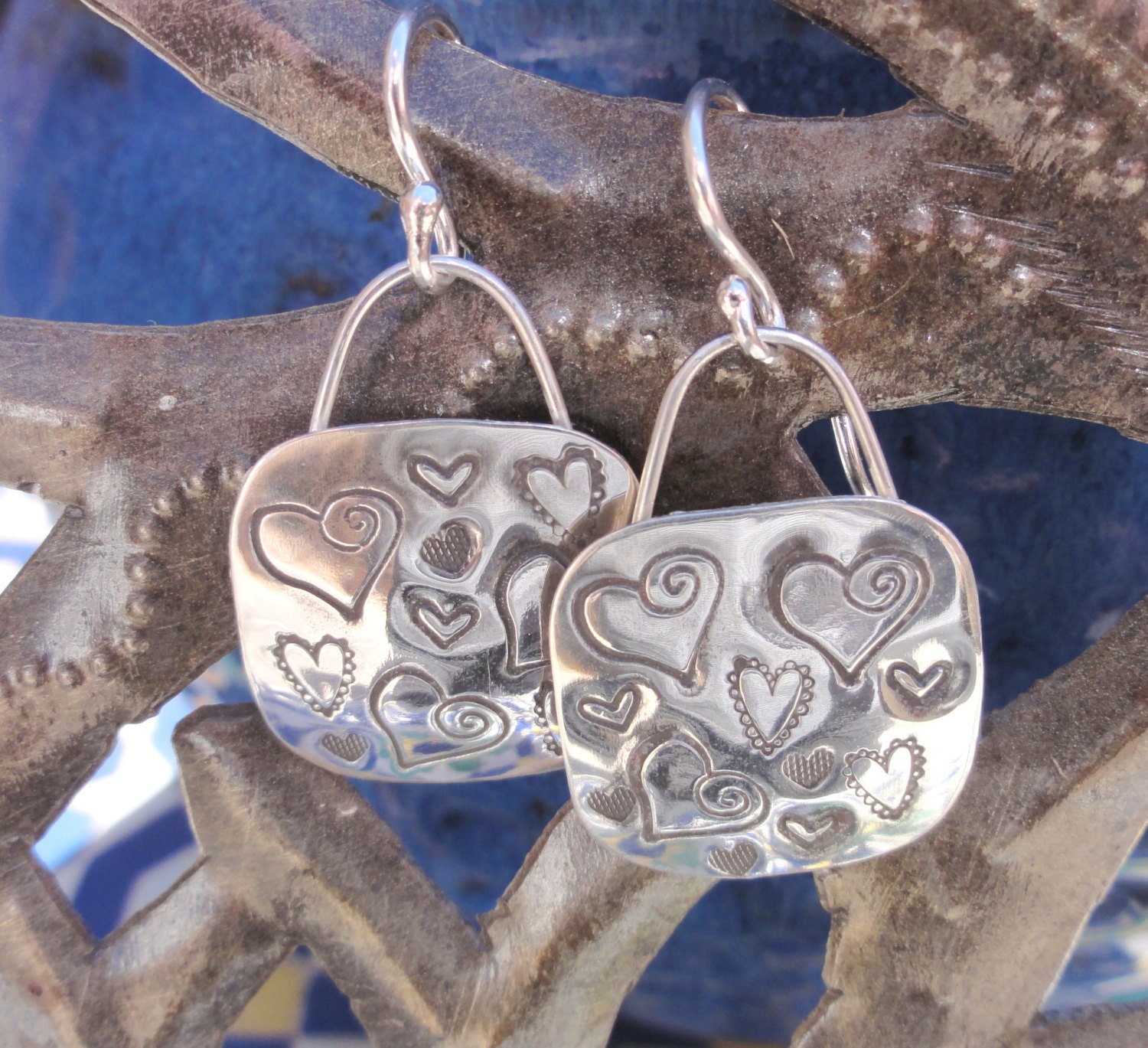Ohrringe Aus 925Er Silber Mit Herz-stempel Ohrringe Aus 925Er Silber Mit Herz-stempel von SilverHollyhocks