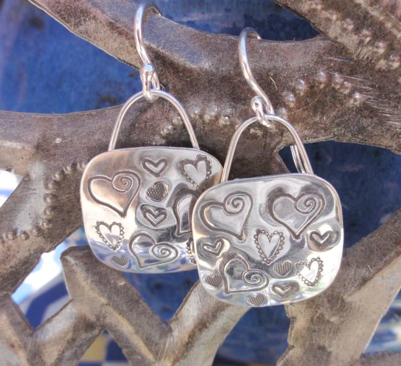 Ohrringe Aus 925Er Silber Mit Herz-stempel Ohrringe Aus 925Er Silber Mit Herz-stempel von SilverHollyhocks
