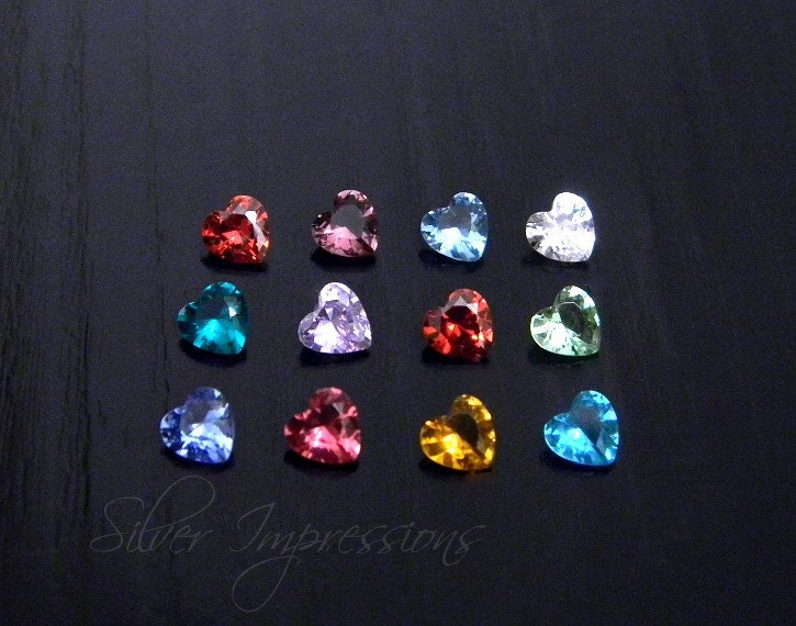 5 Mm Floating Herz Birthstone Charme - Charm Medaillon Geburtssteine von SilverImpressions