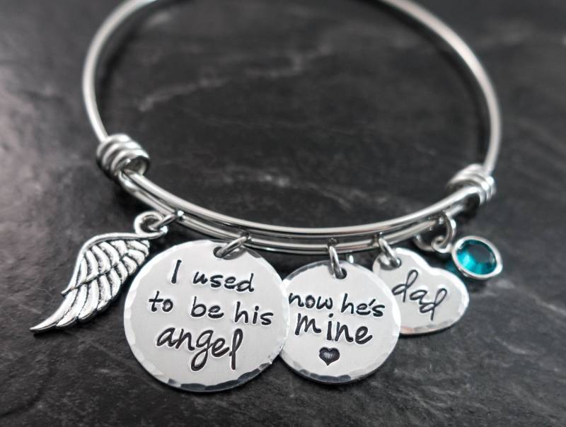 Charm Armband - Draht Armreif/Ich War Sein Engel, Wie Er Mein Ist in Erinnerung An Papa Personalisiert Memorial Schmuck von SilverImpressions