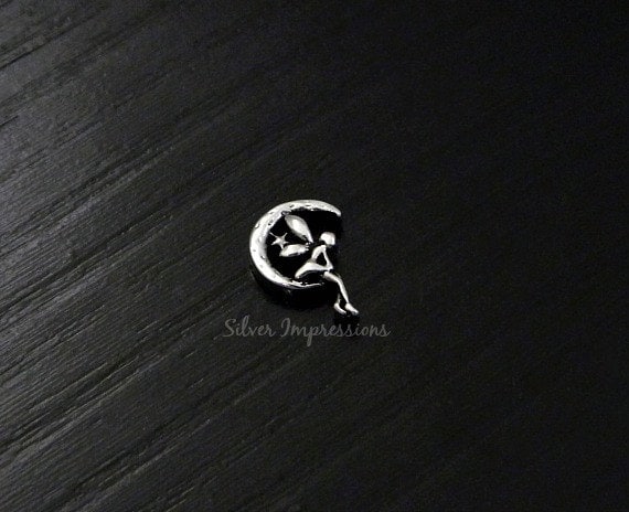 Fee Floating Locket Charm - Moon Und Stern Memory Charms von SilverImpressions