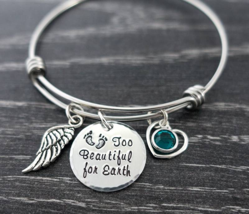 Fehlgeburt Armreif - Zu Schön Für Die Erde Schmuck Säugling Verlust in Erinnerung An von SilverImpressions