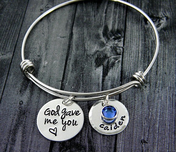 Gott Gab Mir Sie - Draht Armreif Mama Großmutter Nana Mimi Personalisiert/Von Hand Gestempelt Charm Armband von SilverImpressions