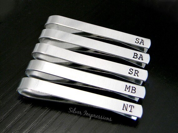 Hochzeit Krawatte Clip Set - Personalisierte Bar Geschenk Für Ihn Bräutigam Papa von SilverImpressions