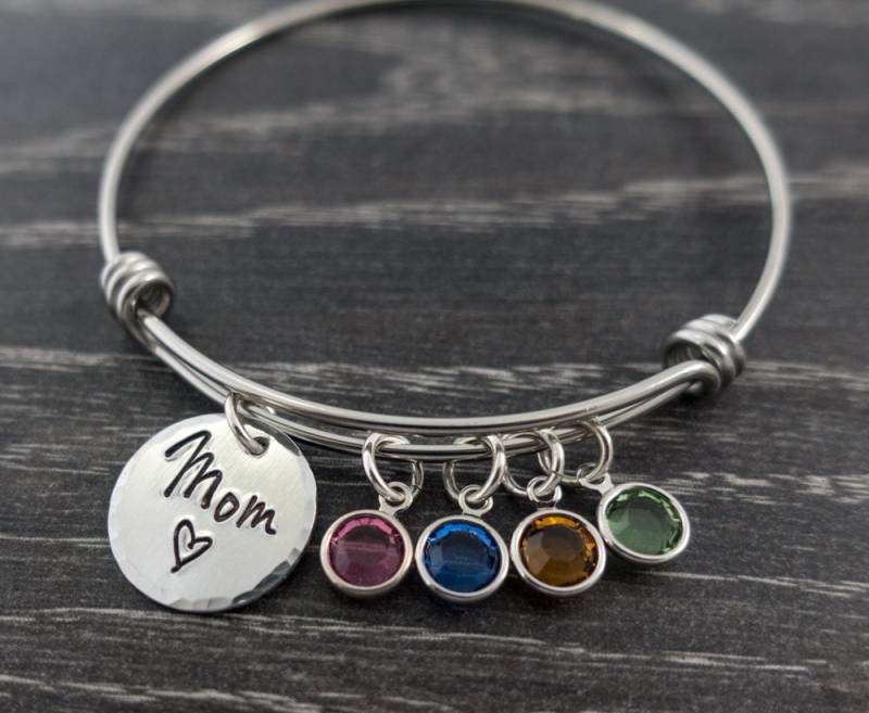 Mama Armband - Personalisierte Charme Armreif Großmutter Nana Mimi Charm Birthstone von SilverImpressions