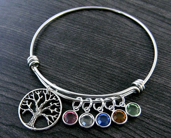 Mama Bettelarmband - Baum Des Lebens Geburtsstein Armreif Großmutter Geschenk Personalisiert Stammbaum Schmuck von SilverImpressions