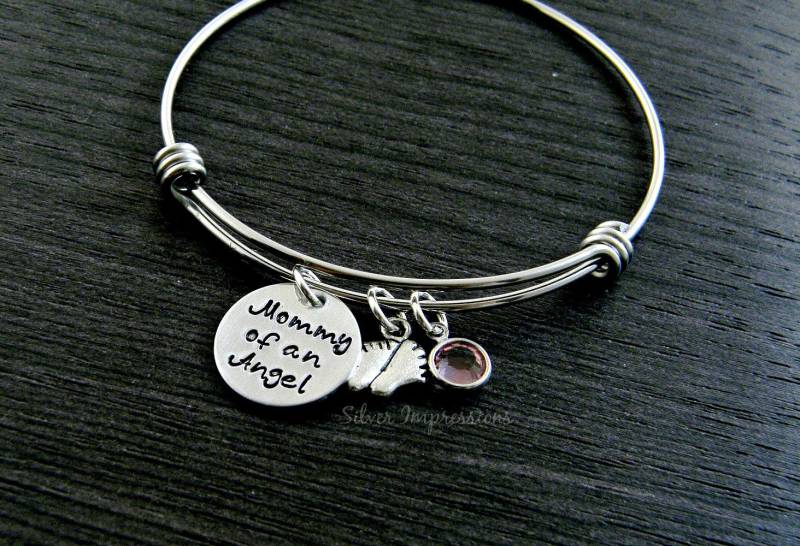 Mama Eines Engels Hand Gestempelt Draht Armreif von SilverImpressions