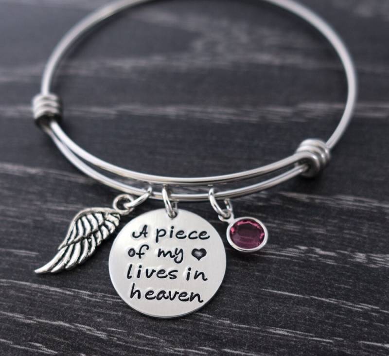 Memorial Armreif - Ein Stück Meines Herzens Lebt Im Himmel in Erinnerung An Säugling Verlust Des Geliebten Sympathie Geschenk Engel von SilverImpressions