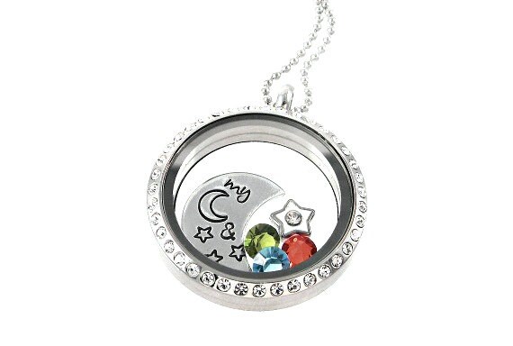 My Moon & Stars Locket-Floating Locket-Memory Locket von SilverImpressions