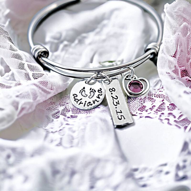 Personalisiertes - Mutter Armband Name Und Geburtsstein Baby Füße Fußabdrücke Neue Großmutter Personalisiertes - Mutter Armband Name Und Geburtsstein Baby Füße Fußabdrücke Neue Großmutter von SilverImpressions