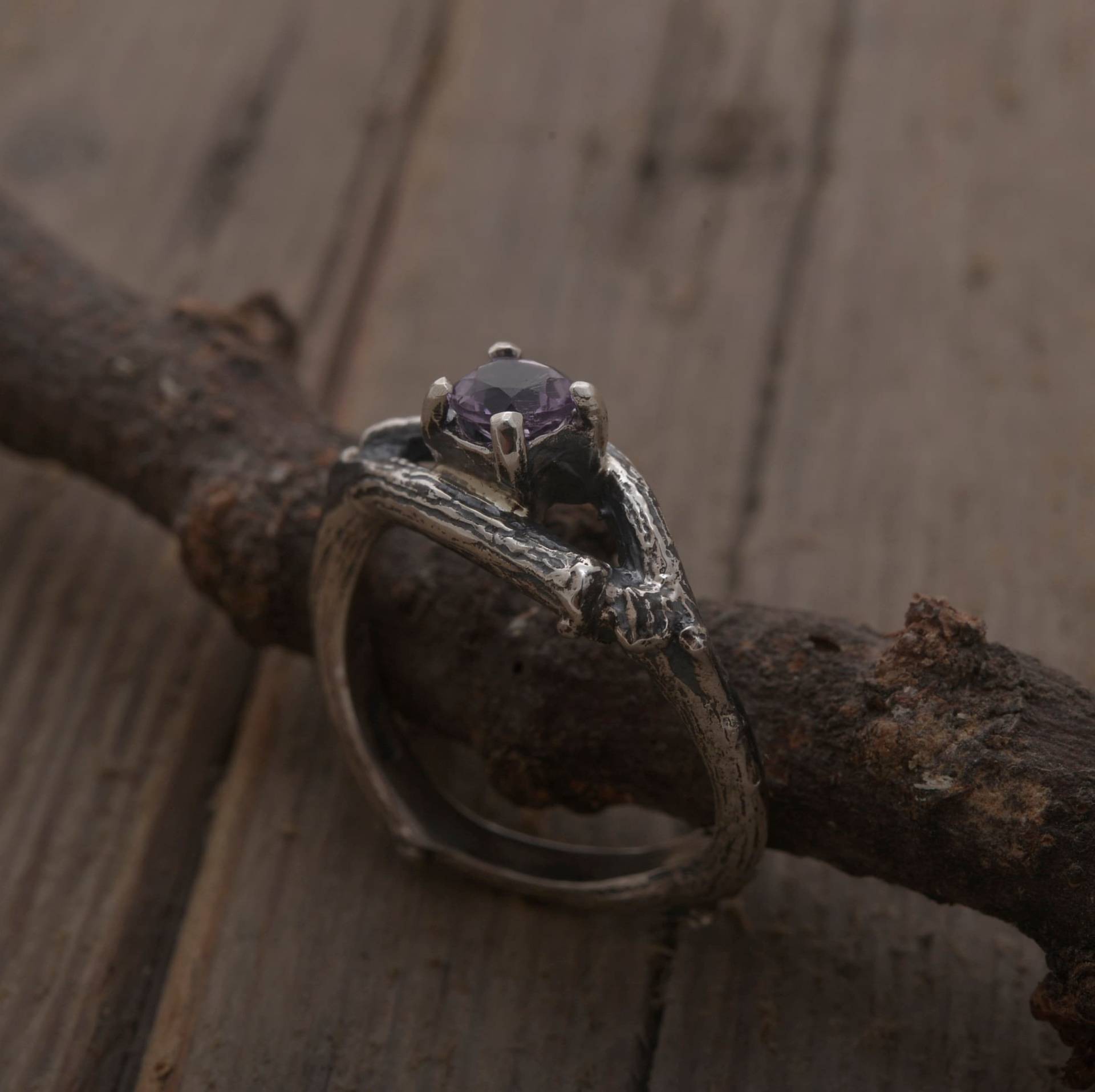 Amethyst Zweig Verlobungsring, Sterling Silber Zweig, Da397 von SilverJewellerySpot