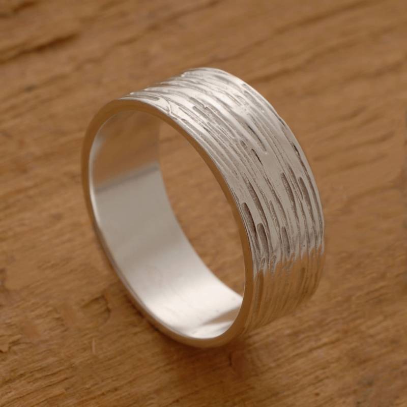 Herren Ehering, Sterling Silber Versprechen Ring Für Ihn, Da60 Texturiert von SilverJewellerySpot