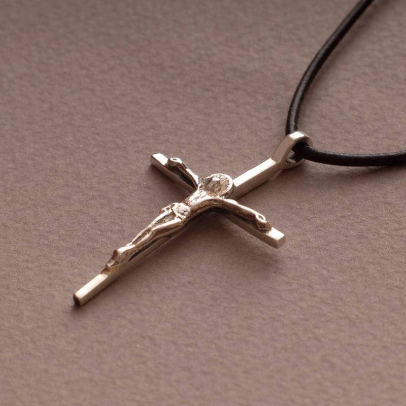 Kruzifix Kreuz Halskette, Sterling Silber Jesus Christus Anhänger, Religiöser Schmuck, Taufgeschenk St664 von SilverJewellerySpot