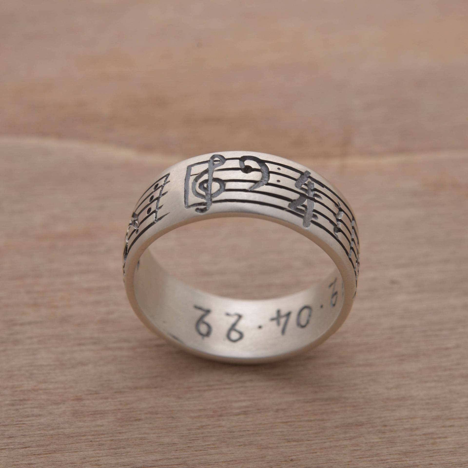 Musiknotenring, Sterlingsilber-Ring, Personalisierter Notenring, Personalisierter Da24 von SilverJewellerySpot