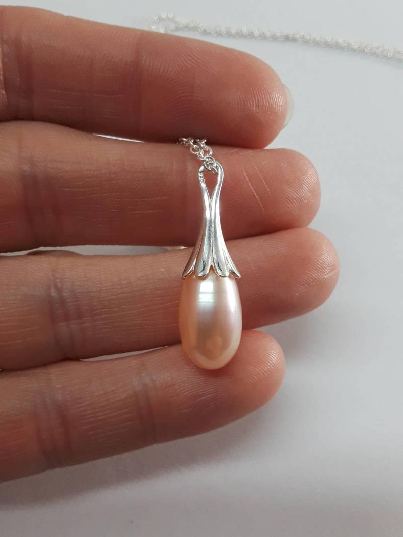 Süßwasser Perle Anhänger, Sterling Silber Kette Halskette von SilverJewelryShopUS