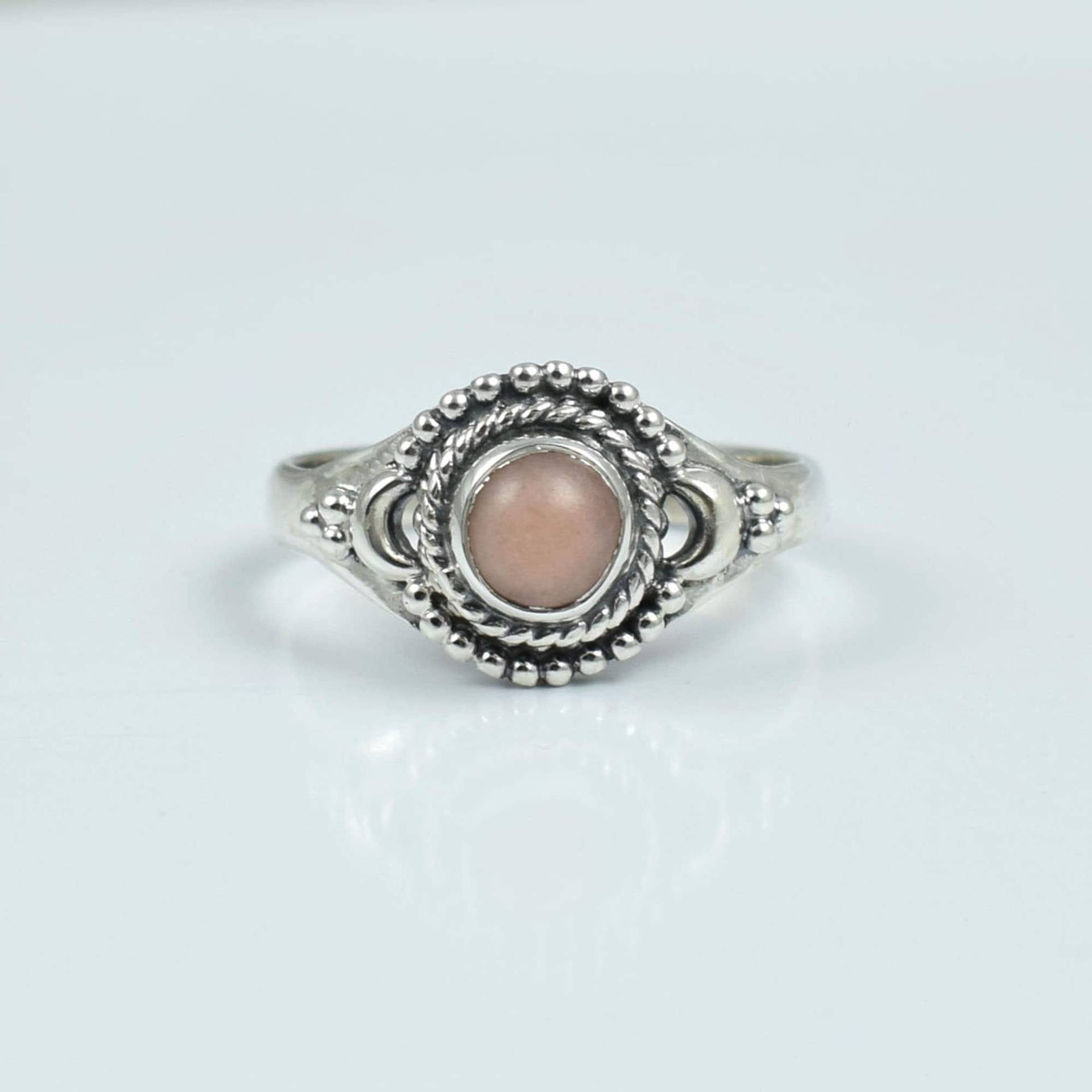 2 Ct Rosa Opal, 925 Sterling Silber Band Damen, Opal Ring, Runder Stein Ring Schmuck, Damen Schmuck von SilverJewelryStore1