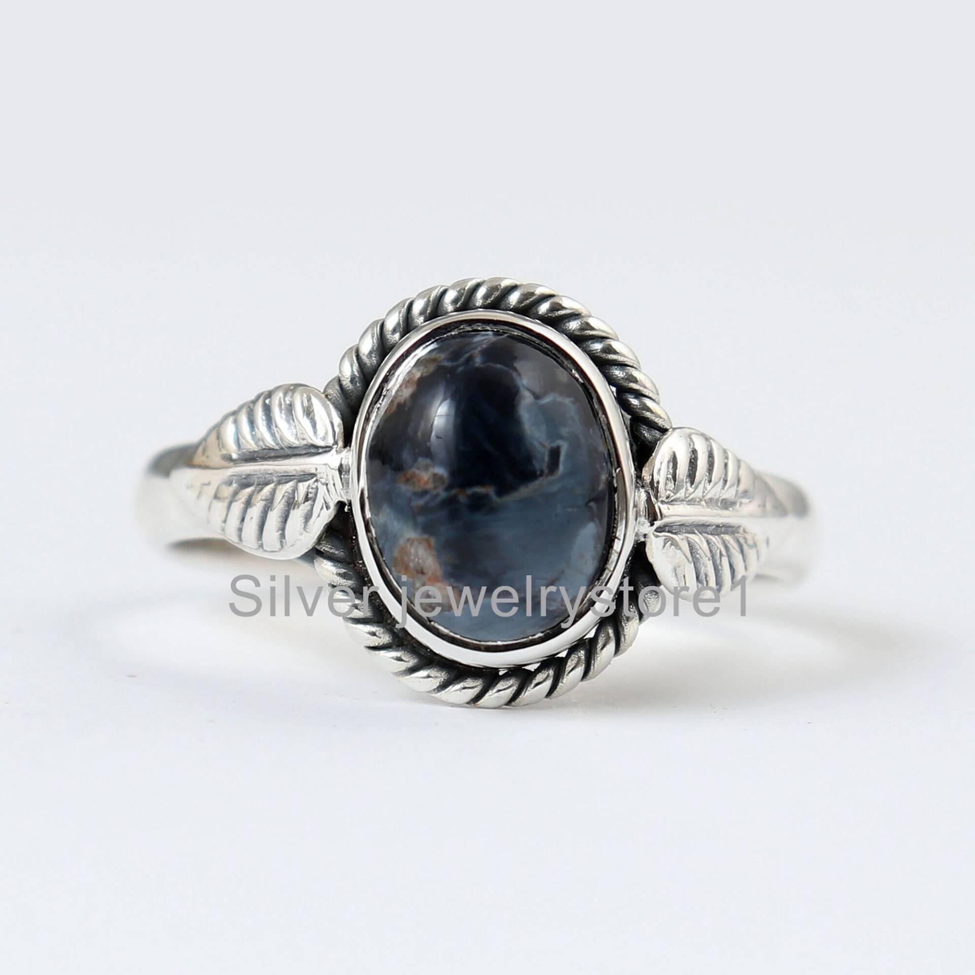 925 Silber Ring, Pietersit Echter Edelstein Oval Form Schmuck, Boho Ring Wunderbares Geschenk Für Frauen von SilverJewelryStore1