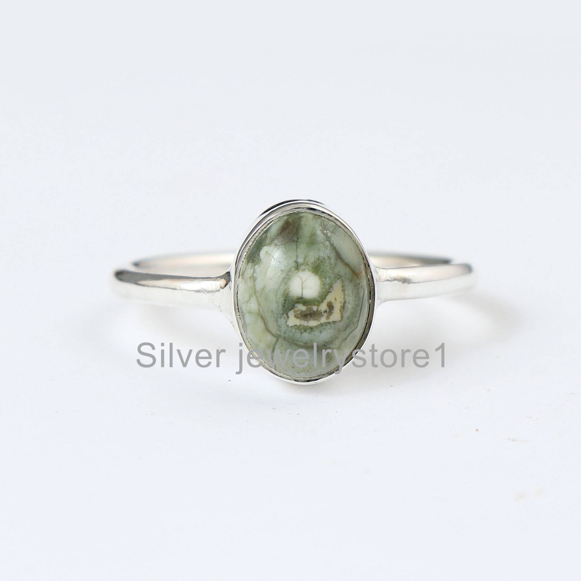 Aaa + Regenwald Jaspis Sterling Silber, Ring, Prong Ring, 925 Edelsteinring, Frauenring, Silberringe Aaa + Regenwald Jaspis Sterling Silber, Ring, Prong Ring, 925 Edelsteinring, Frauenring, Silberringe von SilverJewelryStore1