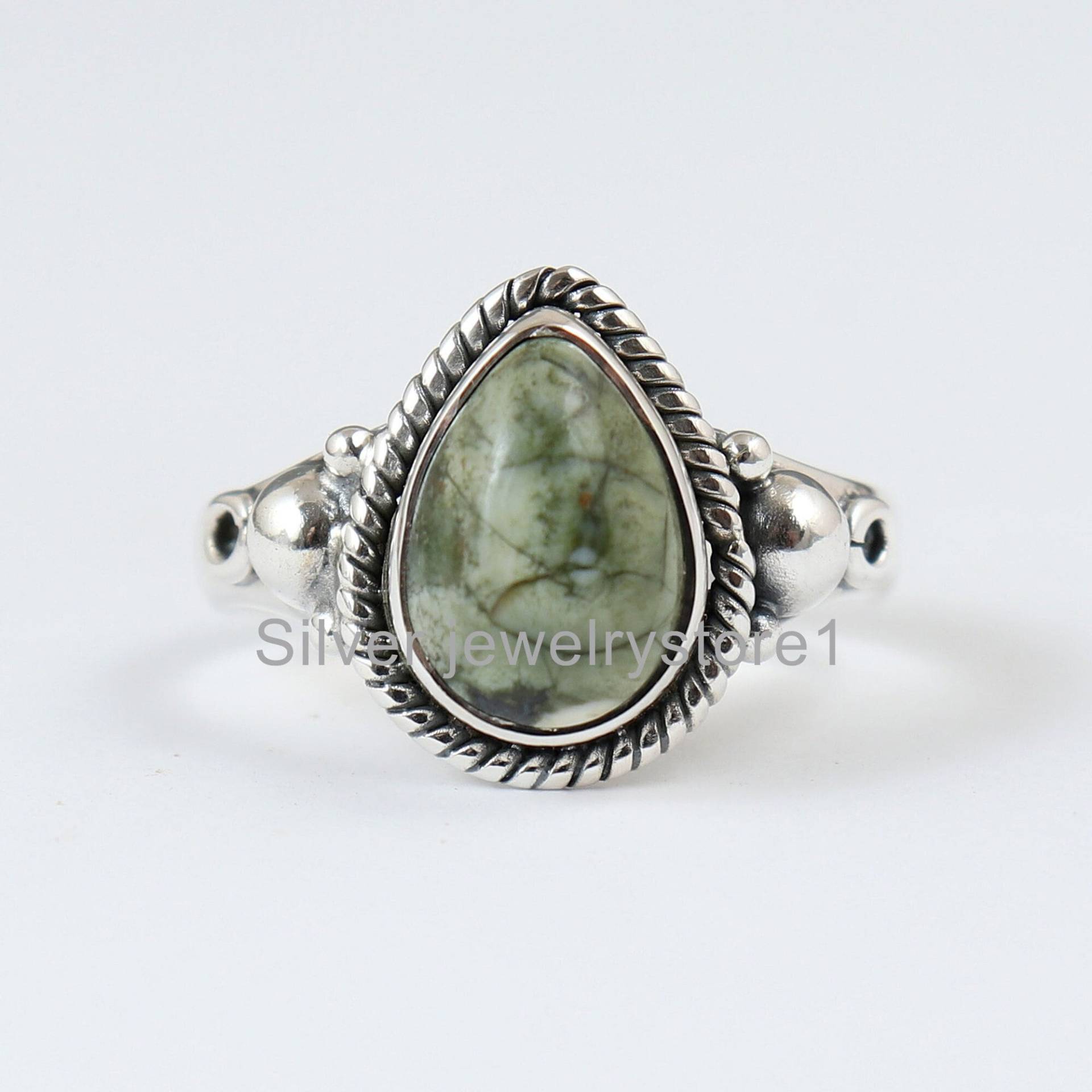 Echter Regenwald Jaspis Ring, Polierter Edelsteinring, Edelstein Naturstein 925 Sterling Silber Wunderbares Geschenk Ring Für Frauen von SilverJewelryStore1