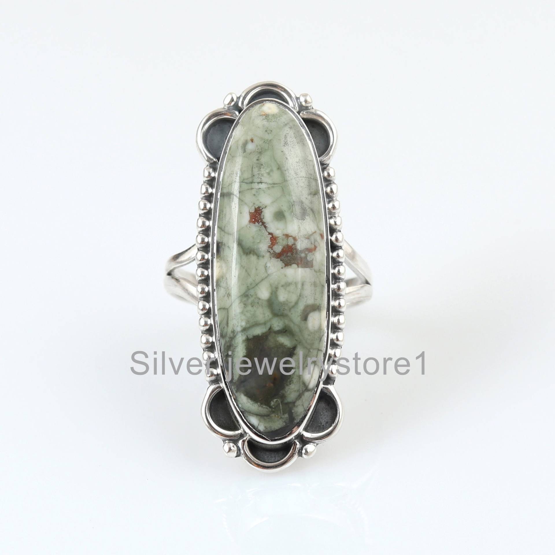 Echter Regenwald Jaspis Ring, Polierter Edelsteinring, Großer Steinring, Natursteinring, 925 Sterlingsilberring, Wunderbares Geschenk Ring Echter Regenwald Jaspis Ring, Polierter Edelsteinring, Großer Steinring, Natursteinring, 925 Sterlingsilberring, Wunderbares Geschenk Ring von SilverJewelryStore1