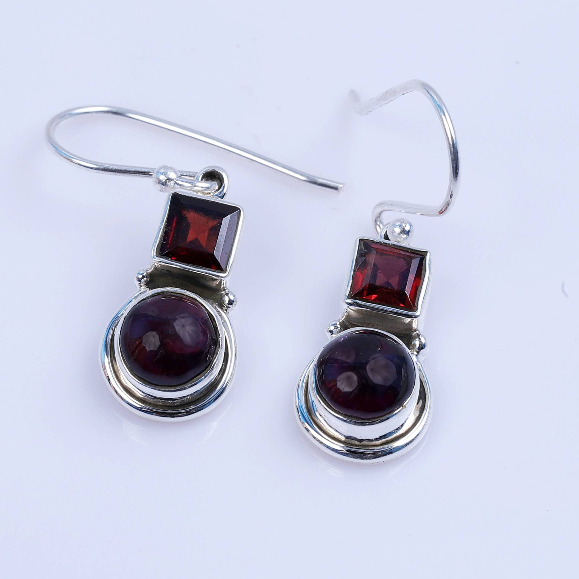 Granat Ohrringe, 925 Sterling Silber Schmuck, Natürliche Edelstein Jubiläumsgeschenk von SilverJewelryStore1