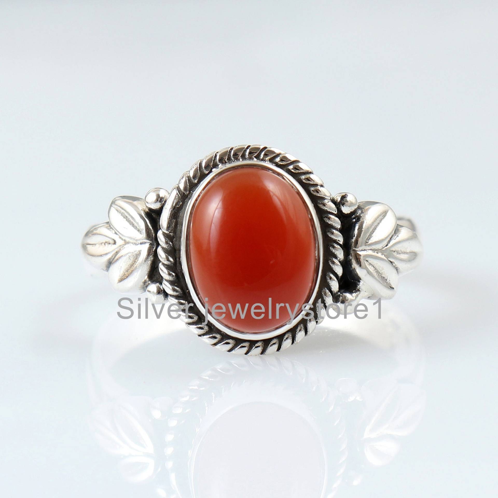 Karneol-Ring, 925 Sterling Silber Ring, Ring Für Frauen, Edelstein Boho Schmuck, Handgefertigter Silberring von SilverJewelryStore1