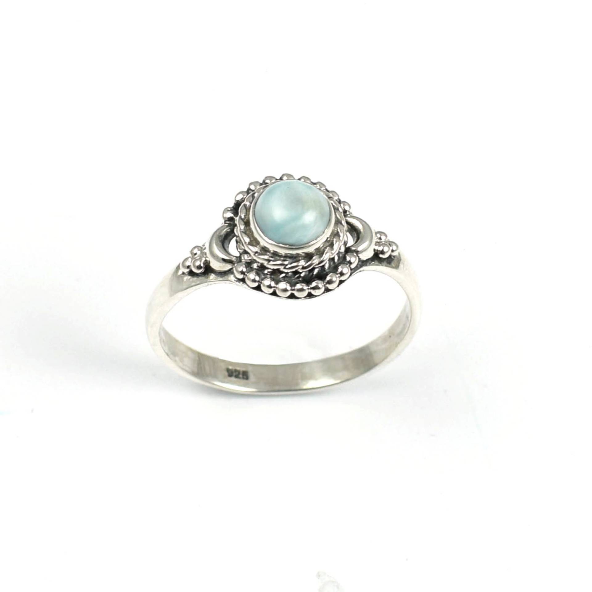 Natürlicher Larimar Ring, 925 Sterling Silber Band Frauen, Runder Stein Ring Schmuck, Frauenring, Schmuck Geschenk von SilverJewelryStore1