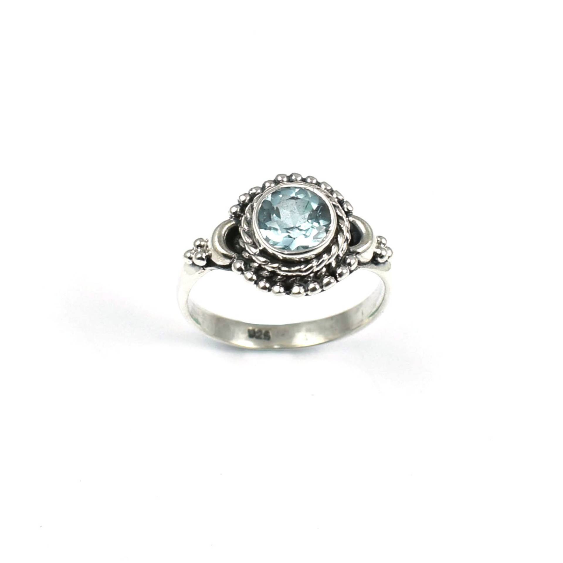 Natürlicher Topas Ring, 925 Sterling Silber Band Frauen, Blauer Runder Ring Schmuck, Frauenring, Schmuck Geschenk von SilverJewelryStore1