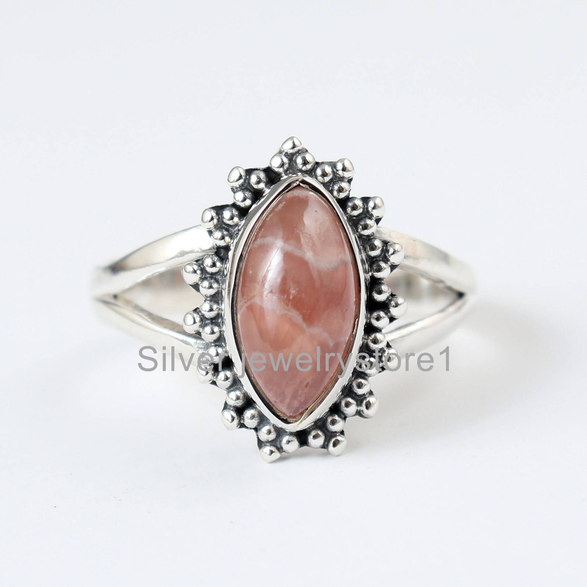 Naturstein Ring, Echter Rhodochrosit Sterling Rosa Boho Silber Statement Ringe, Schmuck Naturstein Ring, Echter Rhodochrosit Sterling Rosa Boho Silber Statement Ringe, Schmuck von SilverJewelryStore1