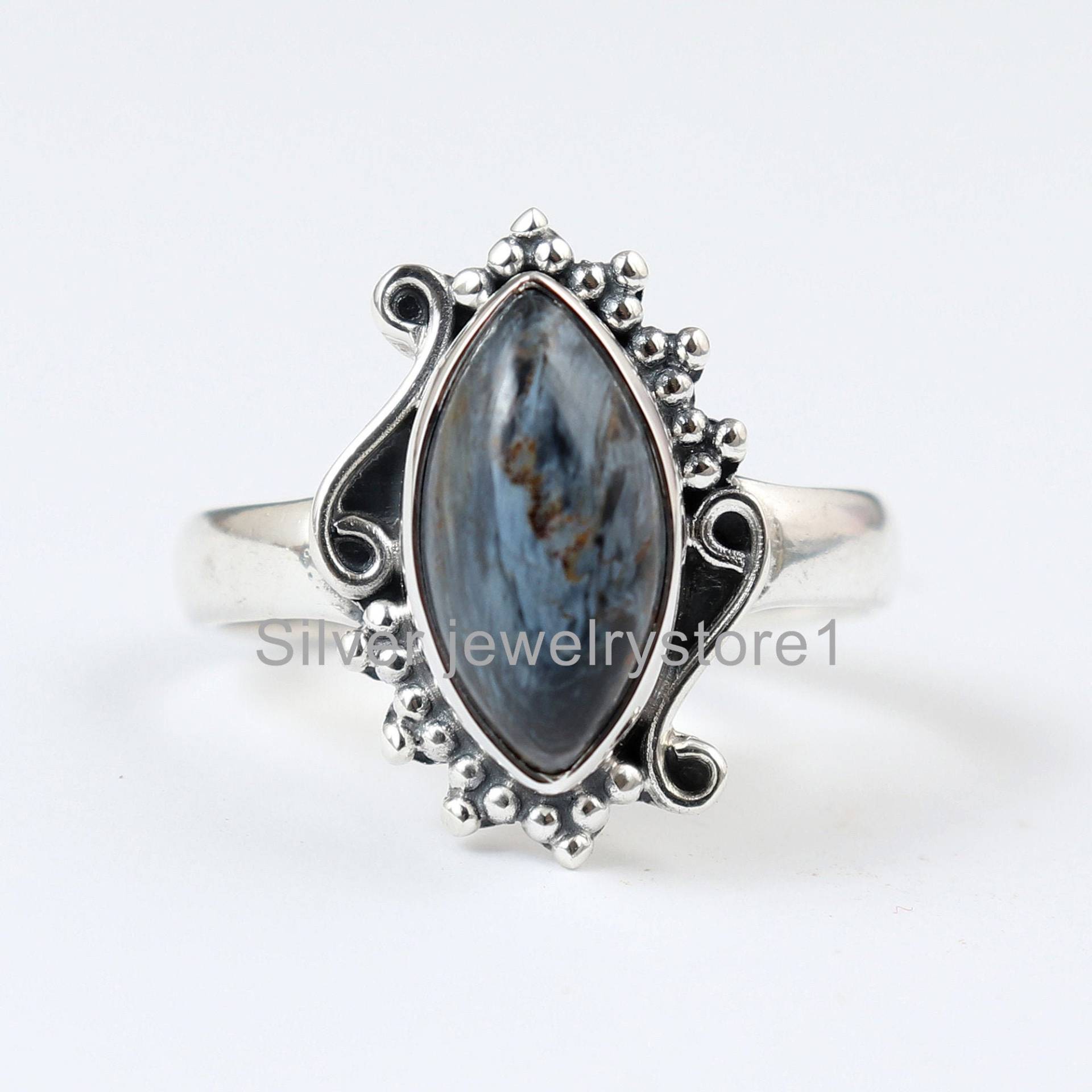 Pietersit Ring, Edelstein Ring, 925 Sterling Ring, Marquise Schmuck, Boho Schmuck, Frauen Ring, Statement Ringe, Geschenkideen von SilverJewelryStore1