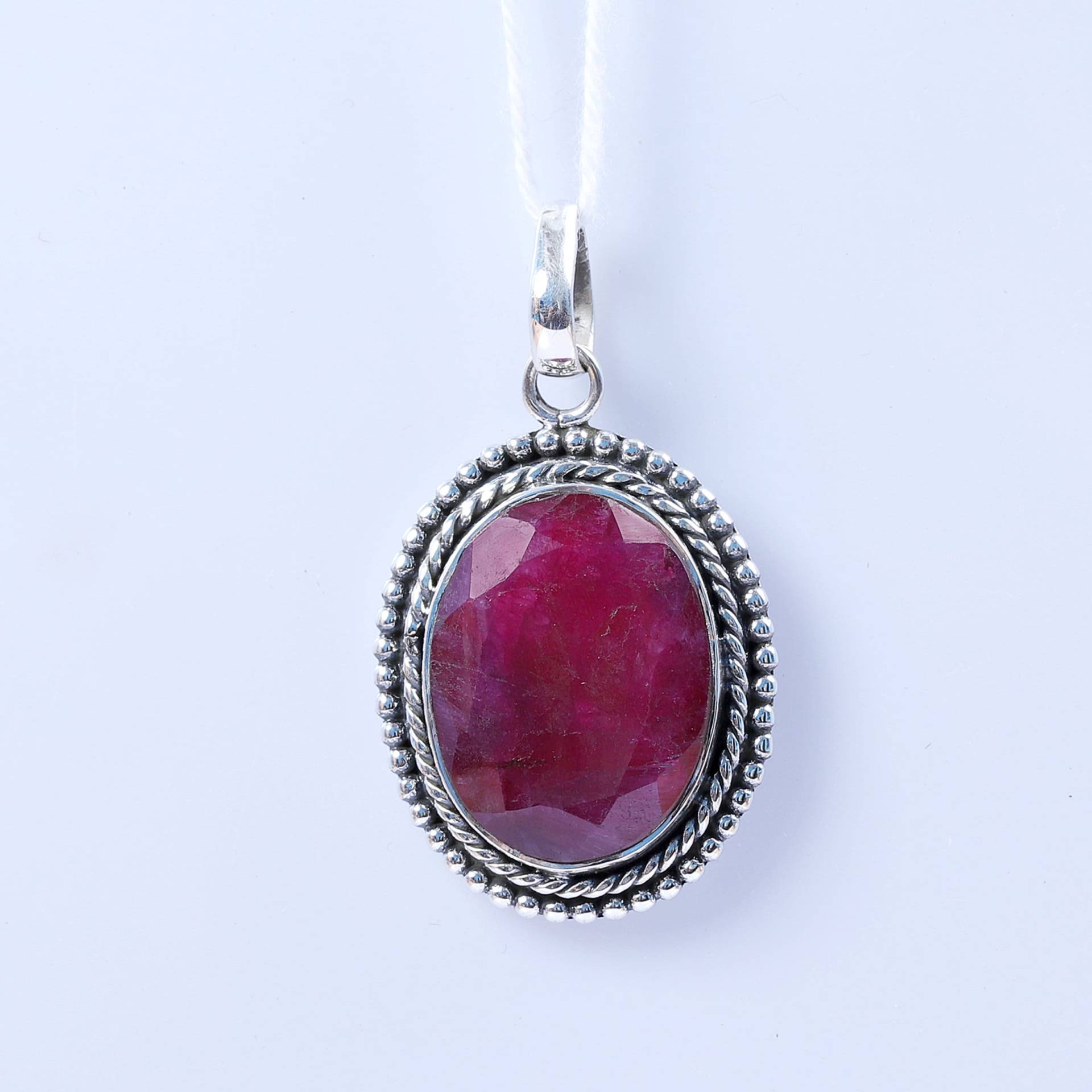 Rosa Rubin Anhänger, 925Er Massivsilber Edelstein 15x20 Mm Oval Handgemachte Anhänger Für Halskette, Geschenkideen von SilverJewelryStore1