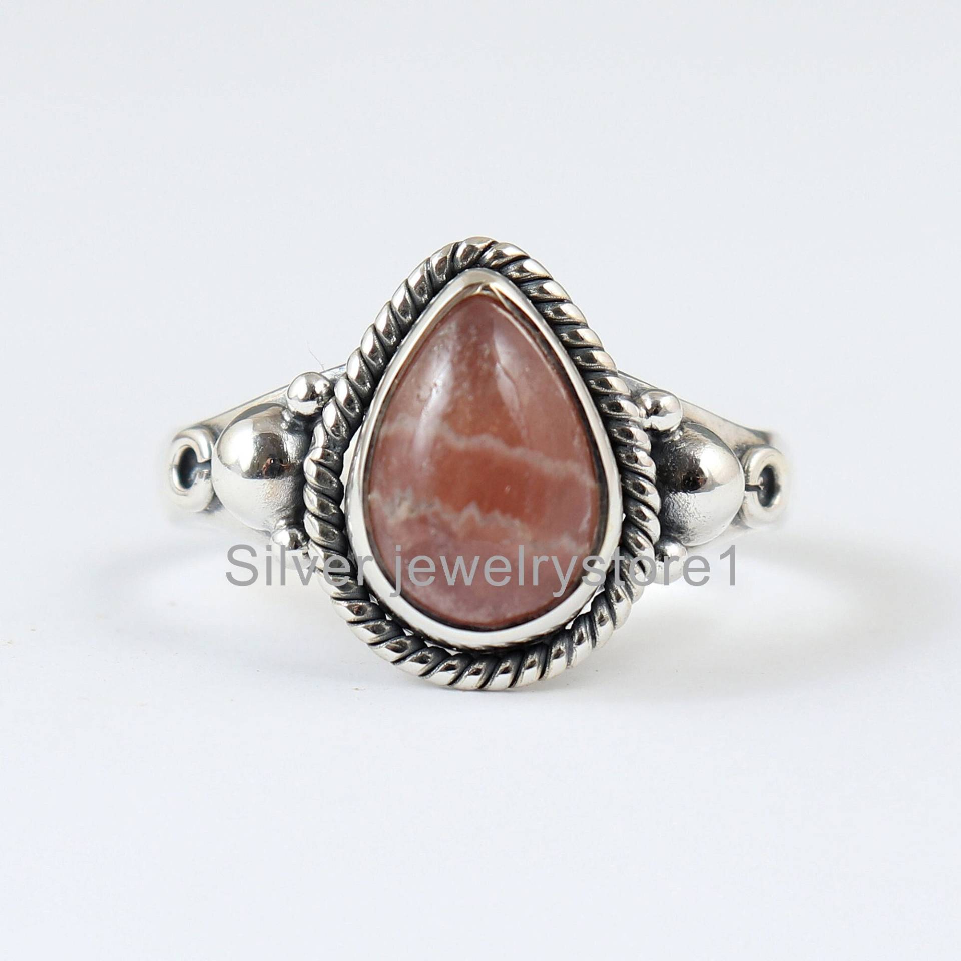 Top Angebot 925 Sterling Ring, Naturstein Echte Rhodochrosit Boho Silber Statement Ringe, Handgemachter Frauen Schmuck von SilverJewelryStore1