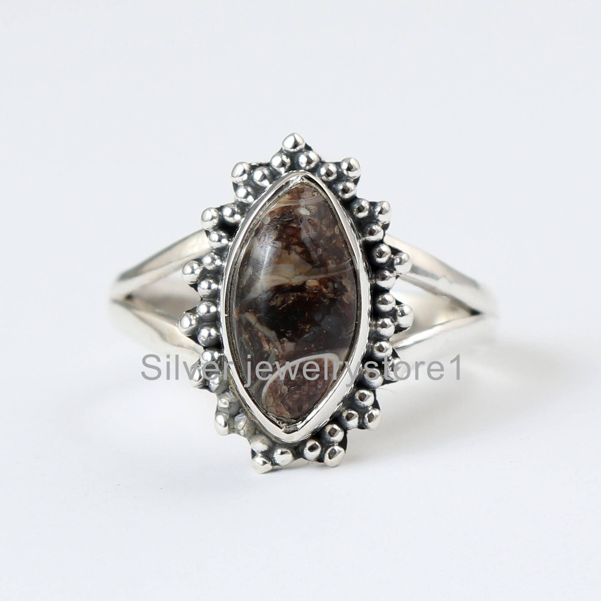 Turritella Ring, 925 Sterling Silber Achat Silberring, Edelsteinring, Silberring, Ehering, Unisex Ring von SilverJewelryStore1