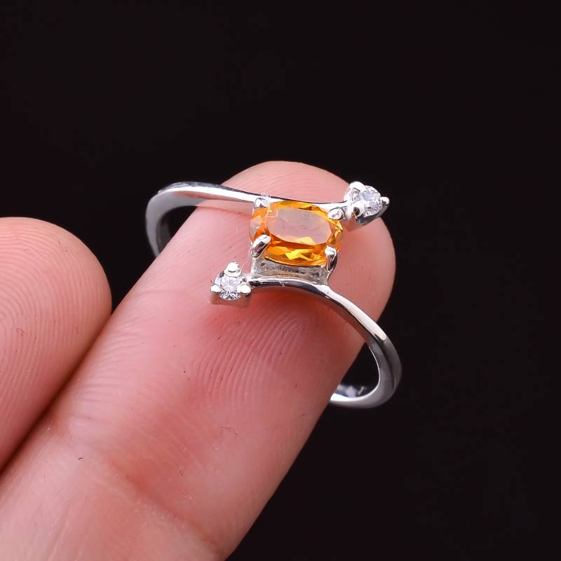 Citrin Sterling Silber Ring Handgemachter Oval Edelstein, Ethno-Stil von SilverJewelryking