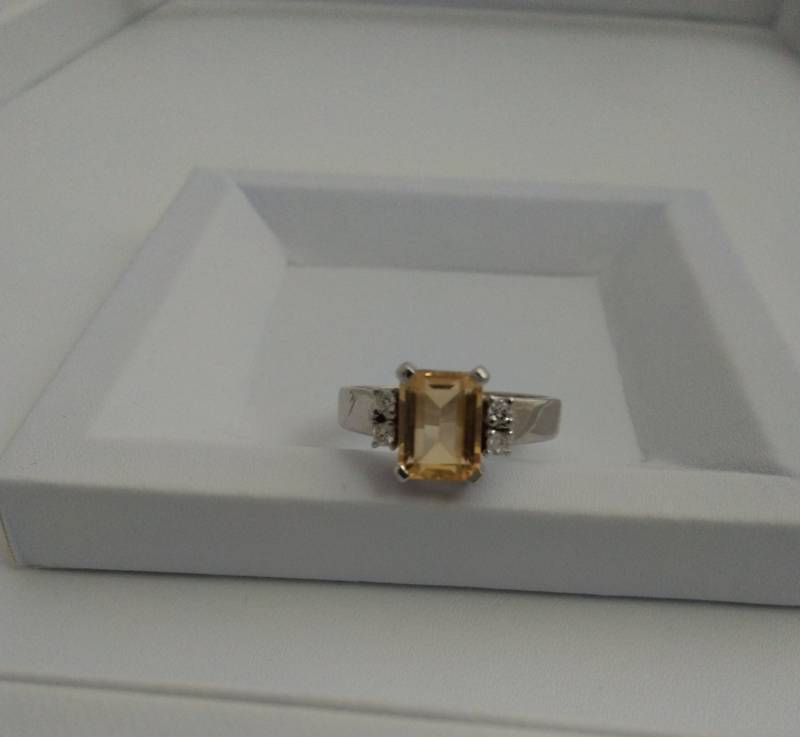 Handgemachte Citrin & Zirkon Sterling Silber Ring von SilverJewelryking