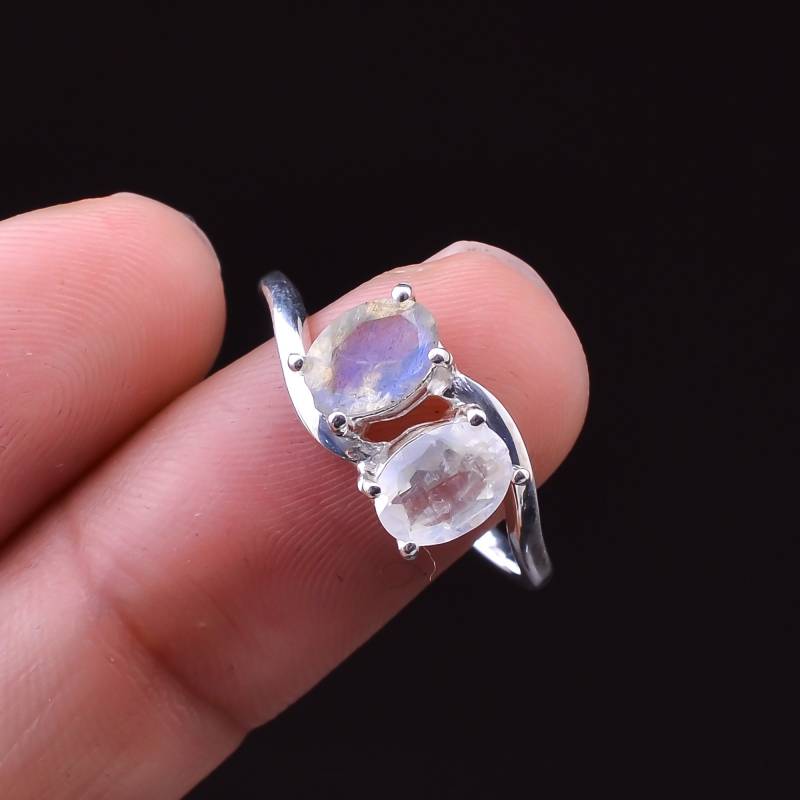 Handgemachte Mondstein Labradorit 925 Sterling Silber Ring von SilverJewelryking