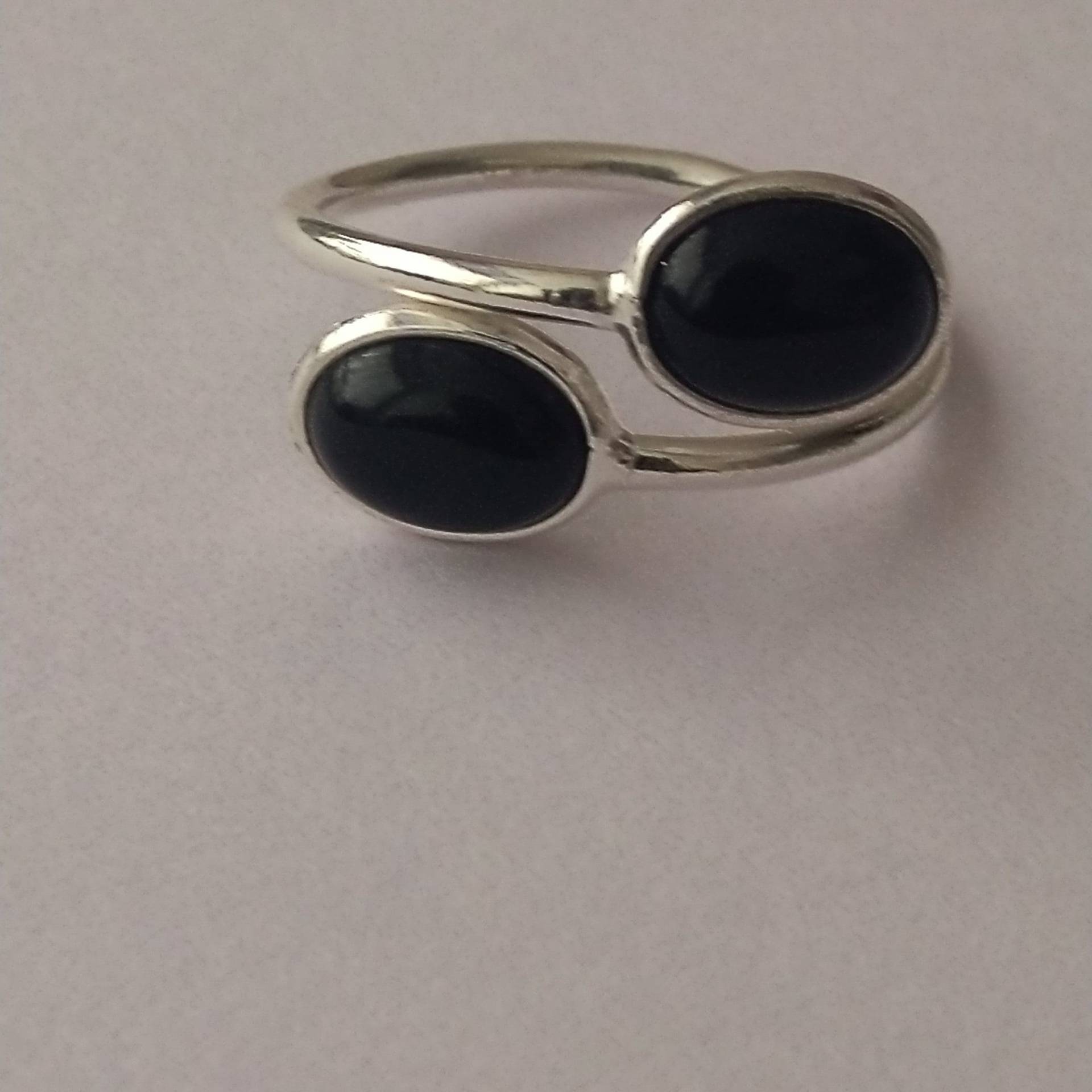 Handgemachte Sterling Silber Schwarz Onyx Dual Stein Ring von SilverJewelryking