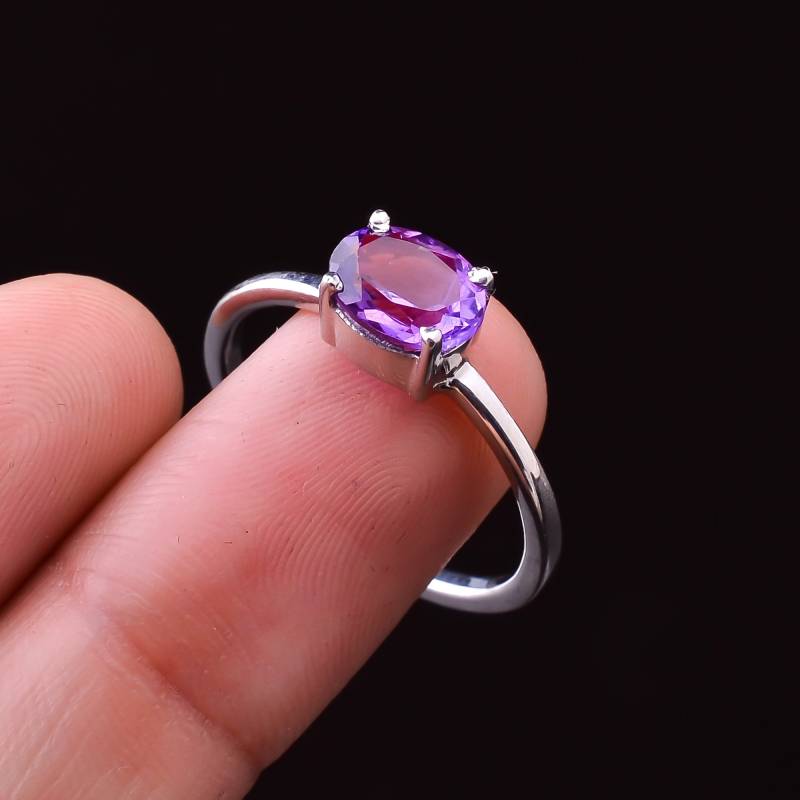 Handgemachter Amethyst-Ring in 925 Sterling Silber von SilverJewelryking