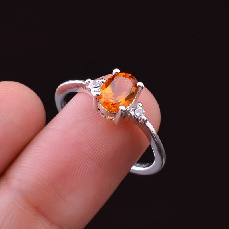 Handgemachter Citrin-Ring 925Er Sterlingsilber, November Geburtsstein von SilverJewelryking