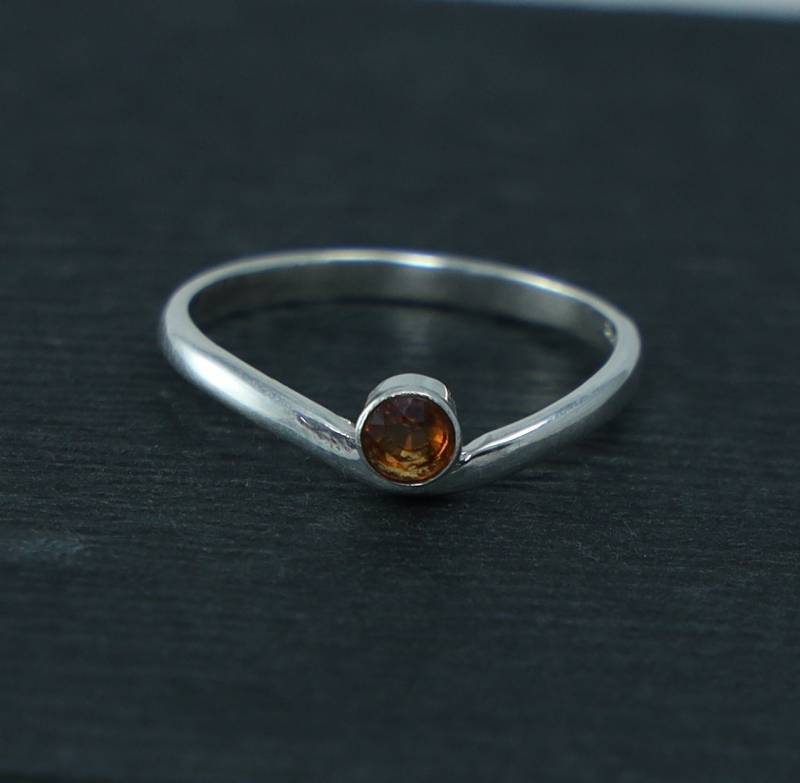 Natürlicher Oranger Saphir Sterlingsilber Ring Handgemachter September Geburtsstein von SilverJewelryking