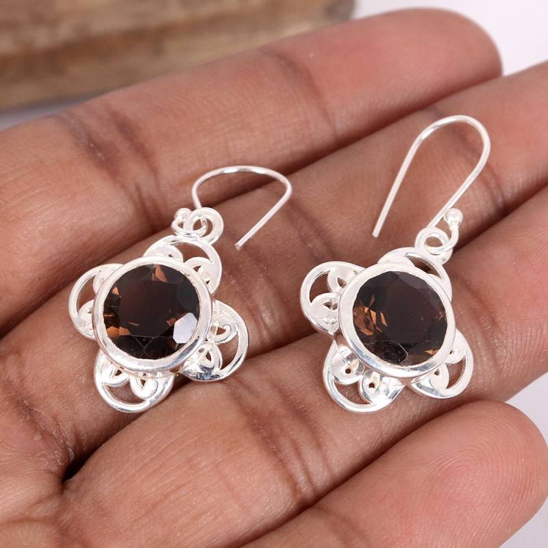 Rauchquarz, Baumeln Ohrringe, Sterling Silber, Edelstein Beste Freundin Geschenk, Handgemachte Schmuck, Silber Geschenk Für Sie von SilverJewels2002