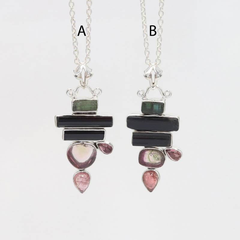Wassermelonen-Turmalin Anhänger Halskette, Sterling Silber Handgemachte Edelstein Statement Weihnachtsgeschenk Wassermelonen-Turmalin Anhänger Halskette, Sterling Silber Handgemachte Edelstein Statement Weihnachtsgeschenk von SilverJewels2002