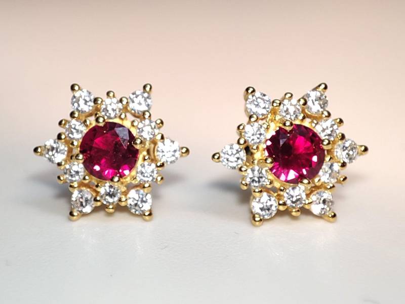 Royal Ruby, Ohrringe, 925 Silver, Lab-Grown Ruby von SilverKort