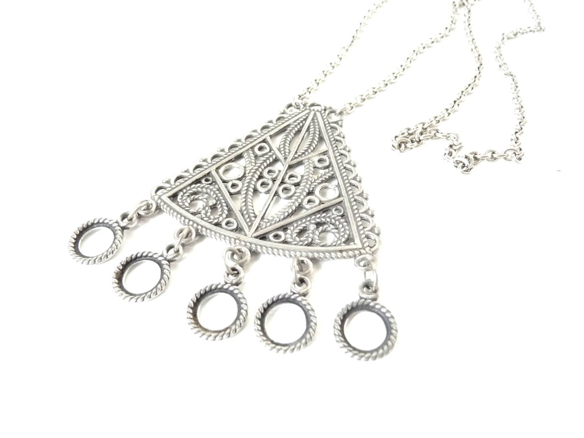 Mid-Century Norwegen Halskette Signiert Kmj Zinn, Trachtenschmuck Scandi Design, Hochzeitskette, Vintage Schmuck 60Er 70Er Jahre Modernist von SilverLakeHouse