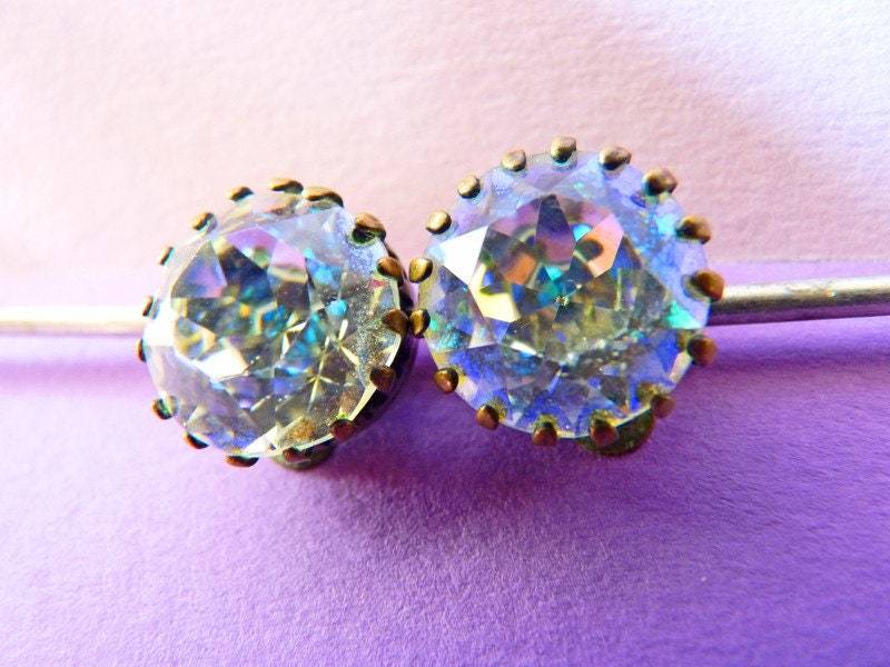 Vintage Strass Ohrringe Aurora Borealis 50S 60S von SilverLakeHouse