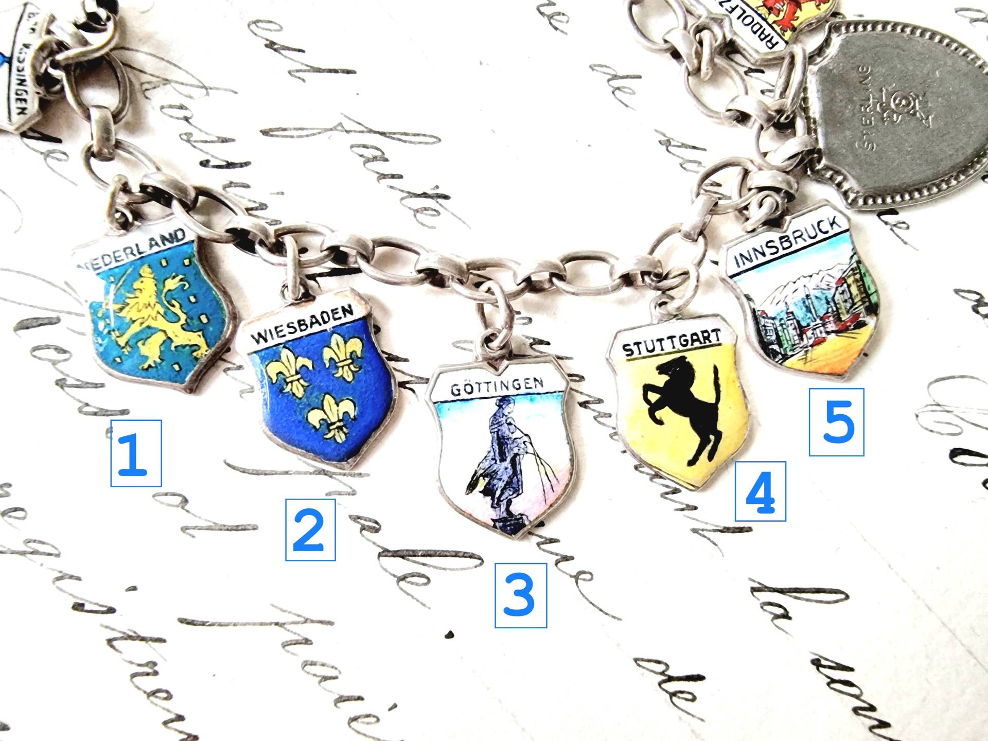 Zur Auswahl Vintage 800 925 Städte Anhänger Stadtwappen Weltreise Boho Kettenanhänger Silber Weltenbummler Cosmopolit Geschenk Antik Wappen von SilverLakeHouse