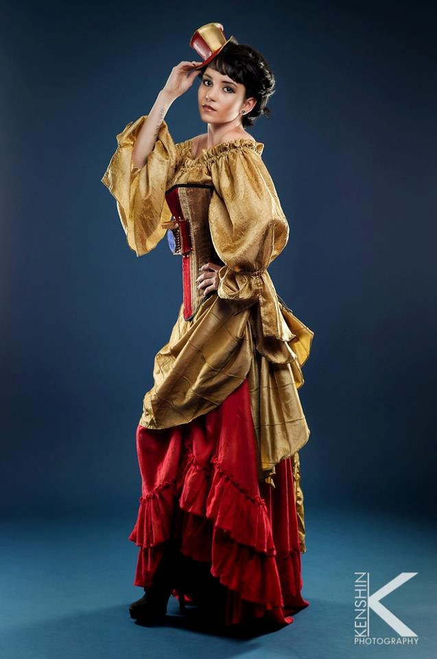 Gold Diamant Überrock, Steampunk Femme Iron Man Kostüm, Pirat, Hi-Low Stil, Viktorianisch, Western, Wild Westen Welt, Luftschiff, Lange Rüschen von SilverLeafCostumes