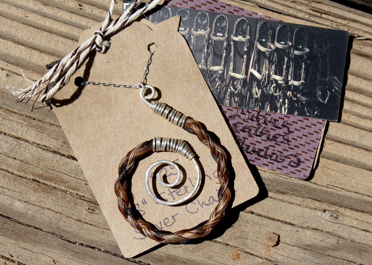 Der Spin, Sterling Silber Wire Wrapped Geflochtene Rosshaar Anhänger Der Spin, Sterling Silber Wire Wrapped Geflochtene Rosshaar Anhänger von SilverLeatherStudio