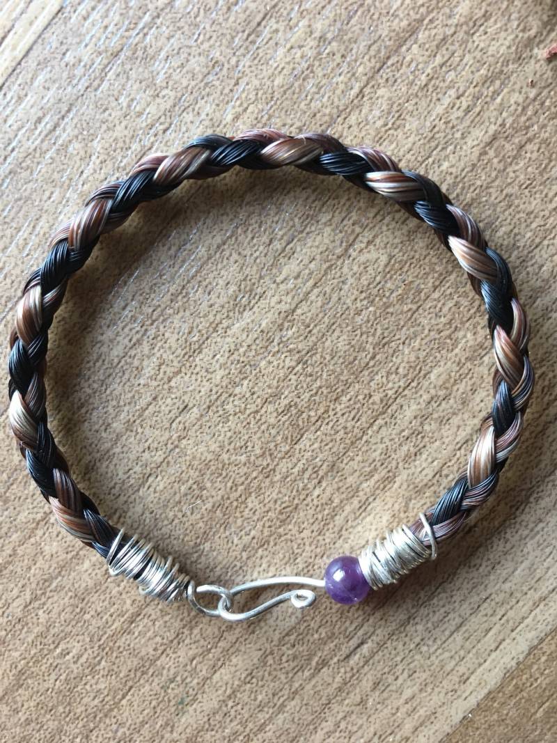 Der Zinco Stein, Sterling Silber Draht Gewickelt 4 Strang Geflecht Pferde Haar Armband Mit Amethyst Stein Der Zinco Stein, Sterling Silber Draht Gewickelt 4 Strang Geflecht Pferde Haar Armband Mit Amethyst Stein von SilverLeatherStudio